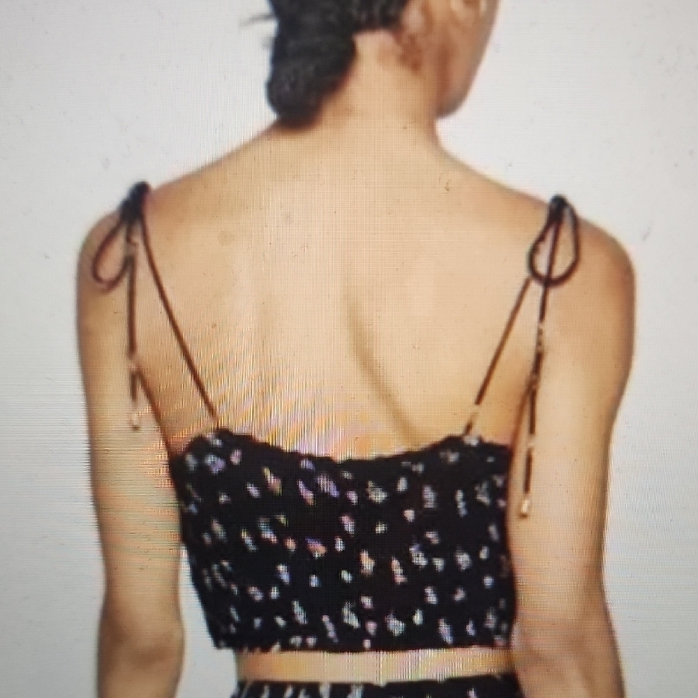 Free People Kaia Crop Top Size L Black - Picture 2 of 6